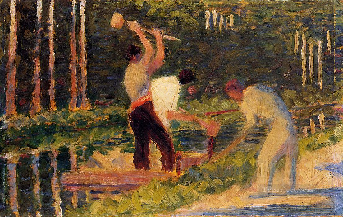 men laying stakes 1883 Oil Paintings